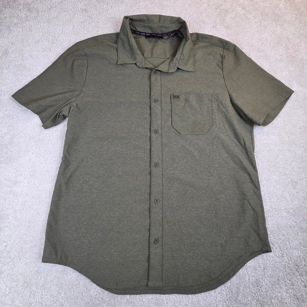 KUIU Mens Short Sleeve Button Down Shirt Olive Green Size L Performance